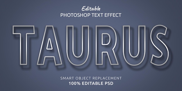 Taurus editable photoshop text style effect