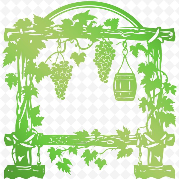 PSD tavern outline with grape vines and tankards grape vines wr illustration frames decor collection