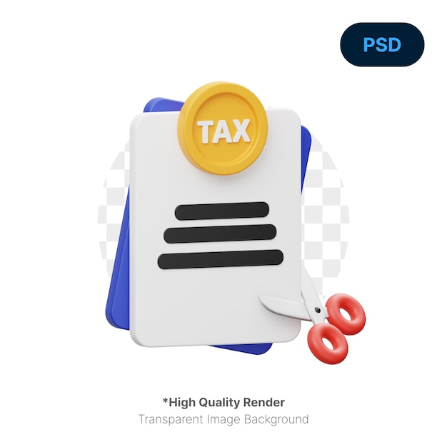 PSD tax cut 3d icon premium psd