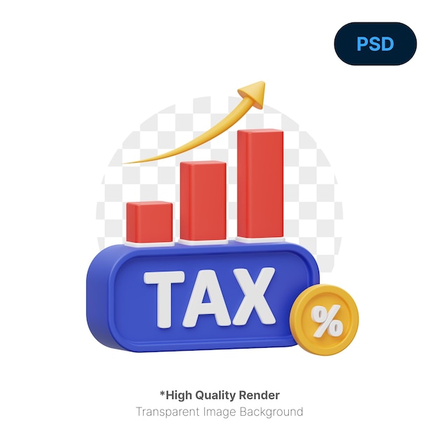 PSD tax growth chart 3d icon premium psd