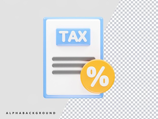 PSD 税金アイコン 3 d レンダリング要素透明