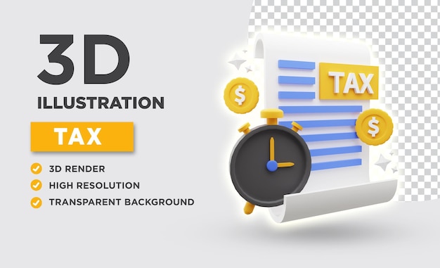 PSD tax time 3d illustration
