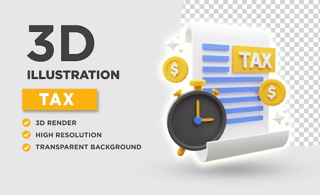 PSD 税金の時間の 3 d イラストレーション
