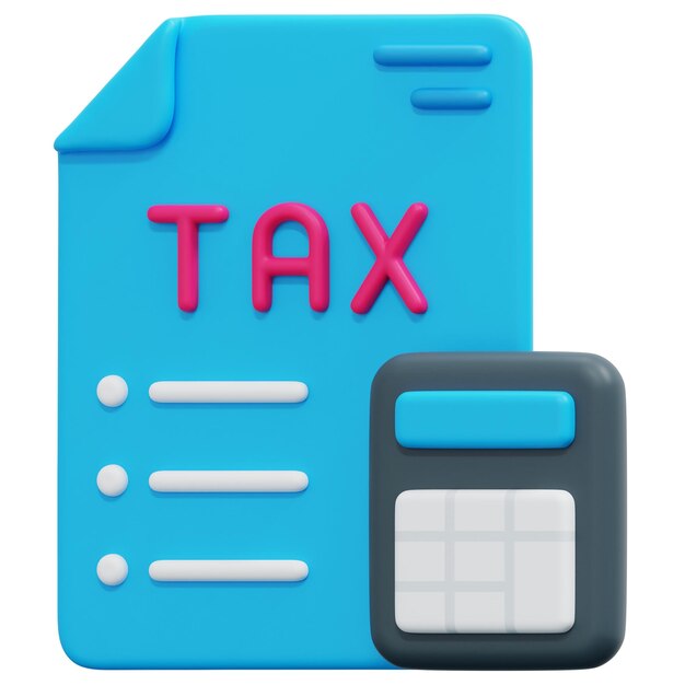 PSD taxes 3d render icon illustration