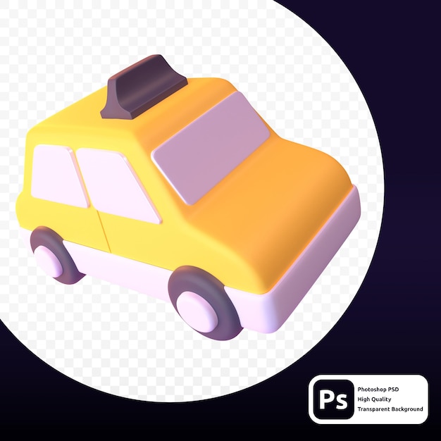 Taxi in 3d render for graphic asset web or presentation