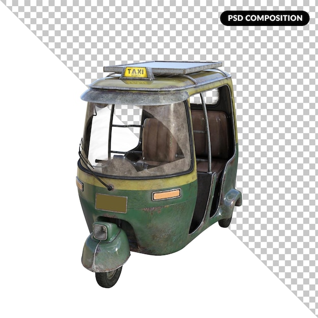 Taxi piccolo veicolo isolato rendering 3d