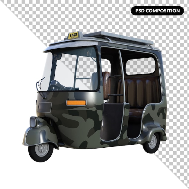 Taxi small vehicle isolated 3d rendering