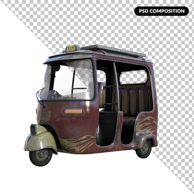 PSD taxi small vehicle isolated 3d rendering