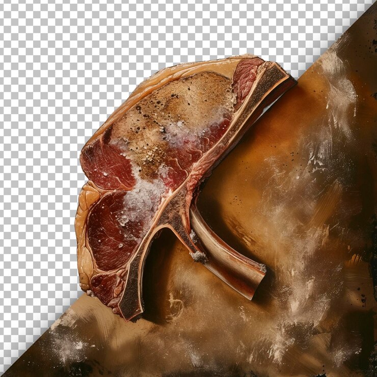 PSD 在透明的背景上隔離的tbone牛排