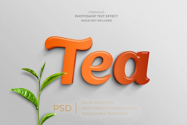 Tea 3d mockup text style effect