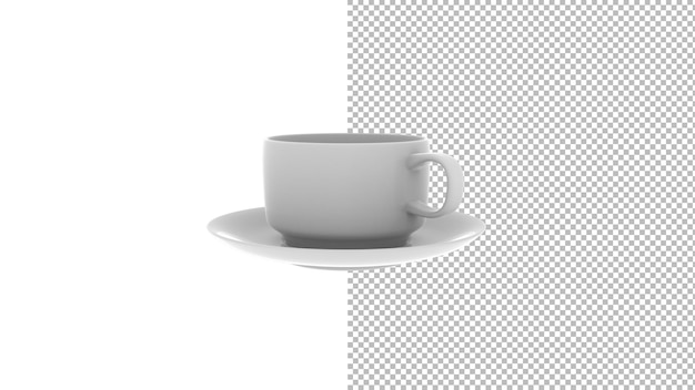 PSD 그림자가 없는 차와 커피 컵 각도 보기 3d 렌더링