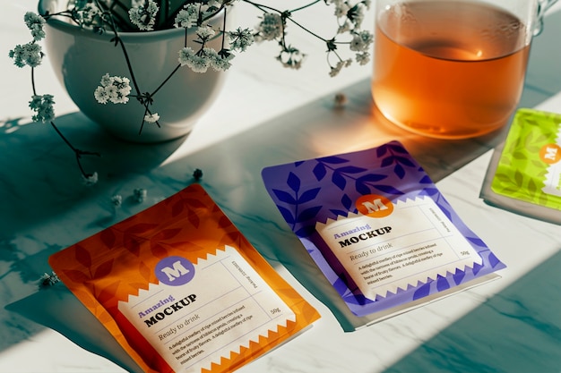 PSD tea bag mockup design