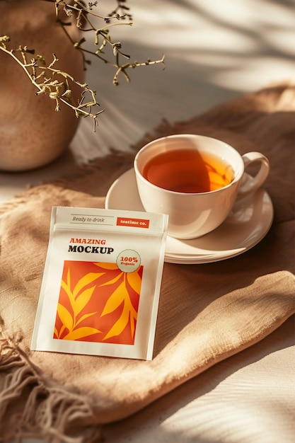 PSD tea bag mockup design