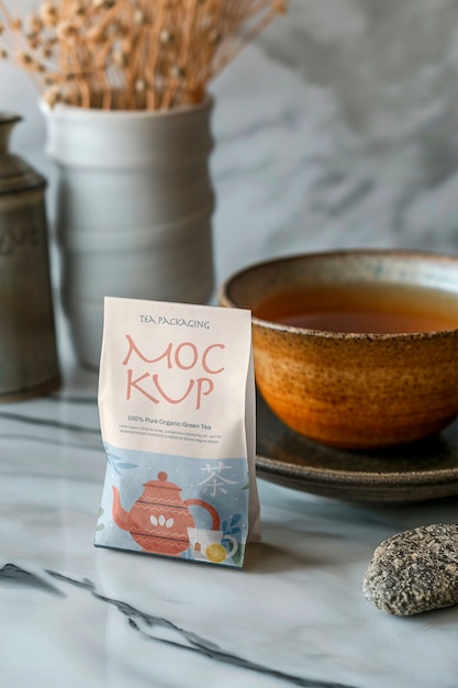 PSD tea bag mockup design