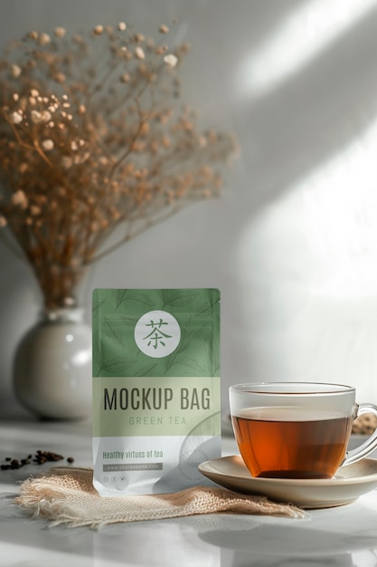 PSD tea bag mockup design