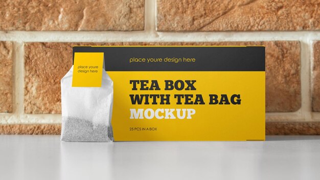 Чайная коробка с макетом чайного пакетика