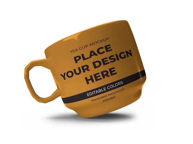 Tea cup 3d mockup template isolated