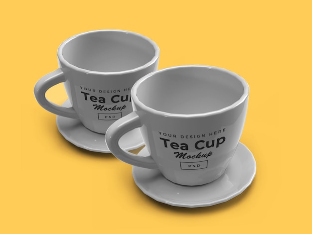 Tazza da tè sulla piastra 3d mockup