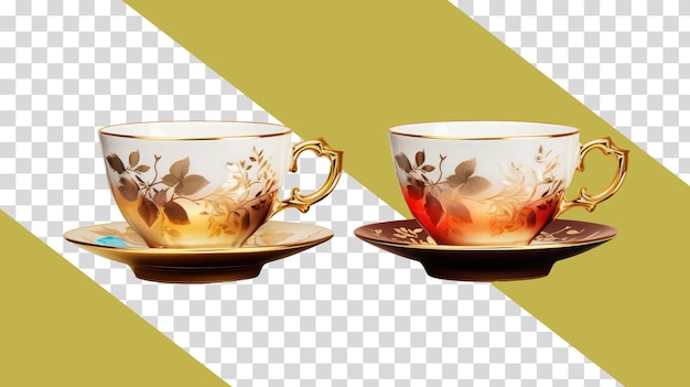 Tea cups png isolated on transparent background