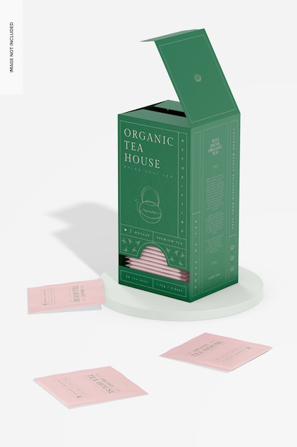 Tea Dispenser Box Mockup, Perspective View