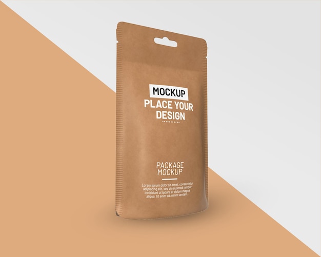 Tea or grain paper packaging bag mockup Glossy paper coffee bag packaging mockup