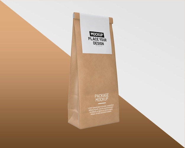 Tea or grain paper packaging bag mockup Glossy paper coffee bag packaging mockup