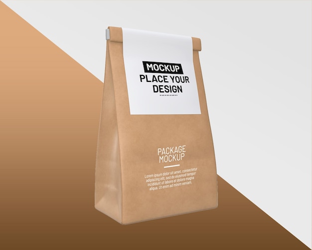 Tea or grain paper packaging bag mockup Glossy paper coffee bag packaging mockup