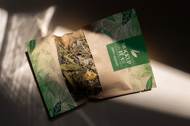 Tea packaging mockup in paper bag