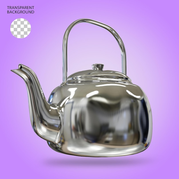 Tea pot metal isolated 3d rendered illustration