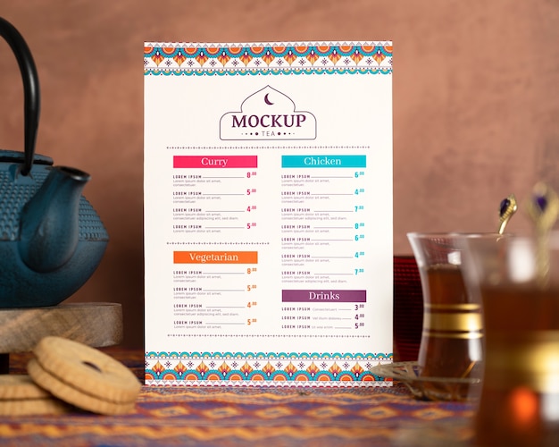 PSD tea room menu mockup