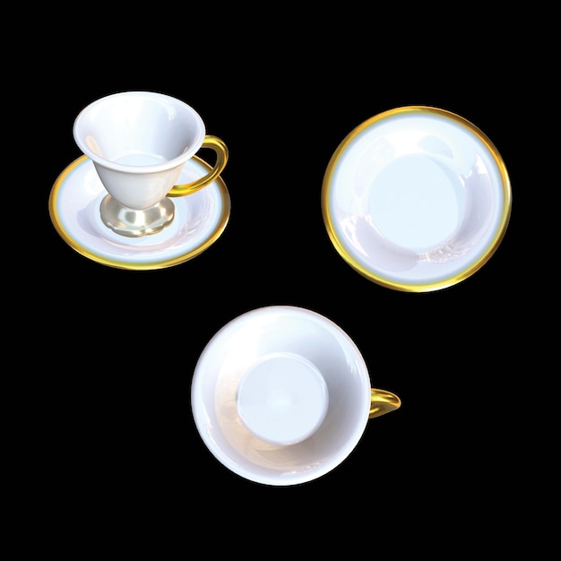 PSD a tea set is next to a teacup and saucer