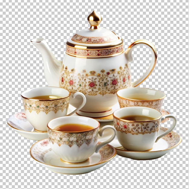 PSD tea set on transparent background