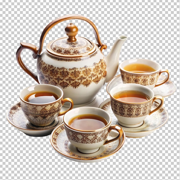 PSD tea set on transparent background