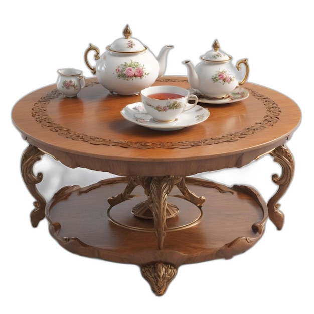 Tea table PSD on a white background