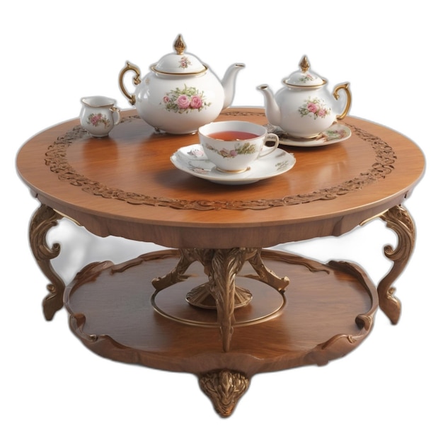 Tea table psd on a white background