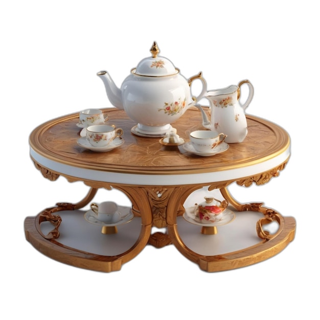 Tea table psd on a white background