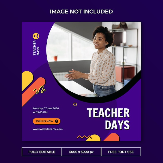 Teacher day instagram post social media template