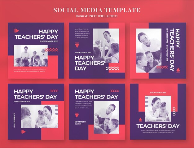 Teacher day social media banner en instagram postsjabloon