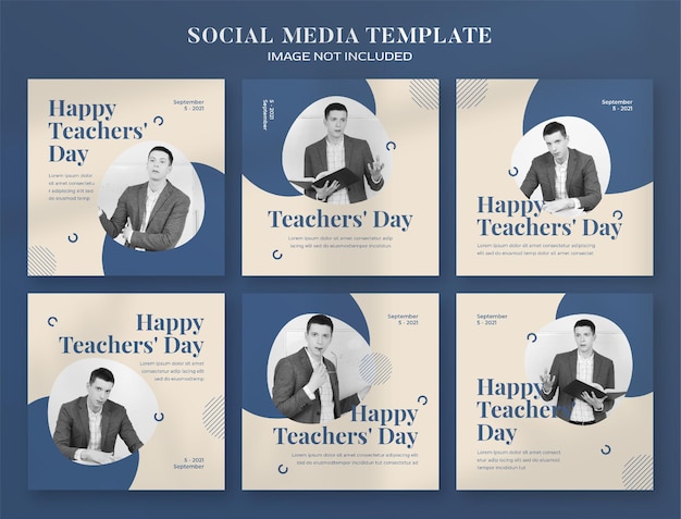 Teacher day social media banner en instagram postsjabloon