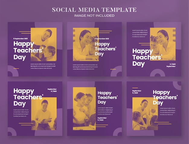 Teacher day social media banner en instagram postsjabloon