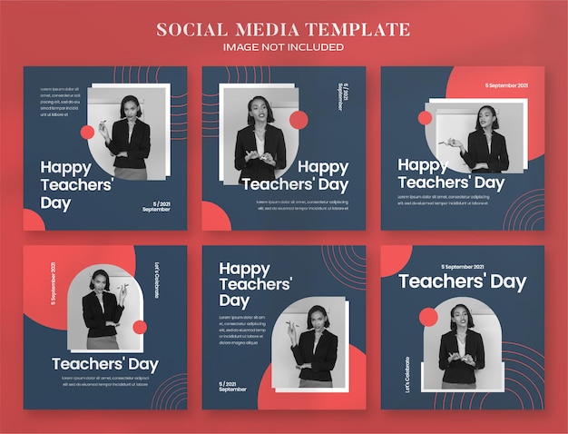 Teacher day social media banner and instagram post template