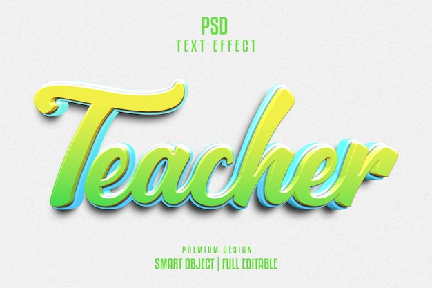 Teacher editable 3d text effect psd