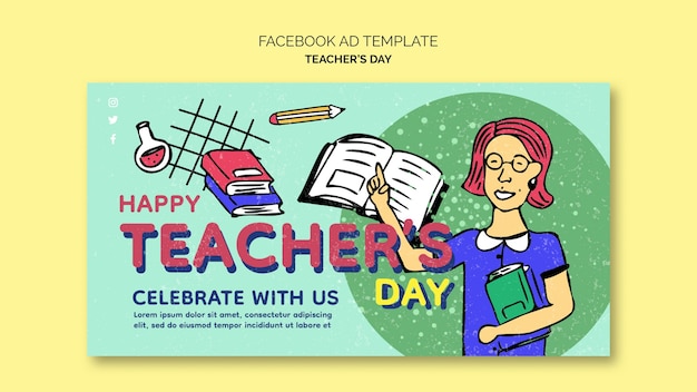 PSD teacher's day celebration facebook template