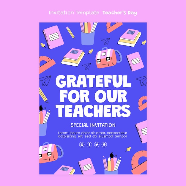 PSD teacher's day celebration invitation template