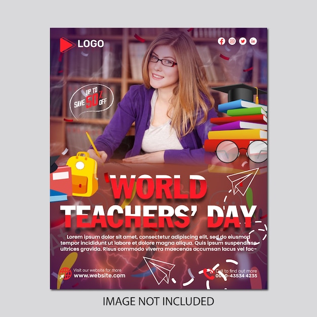 PSD teacher's day congratulations instagram and facebook banner poster template design