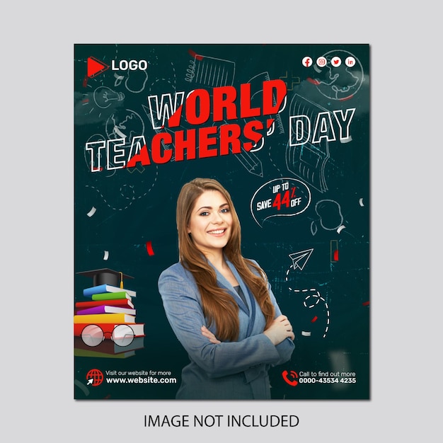 Teacher's day congratulations instagram and facebook banner poster template design