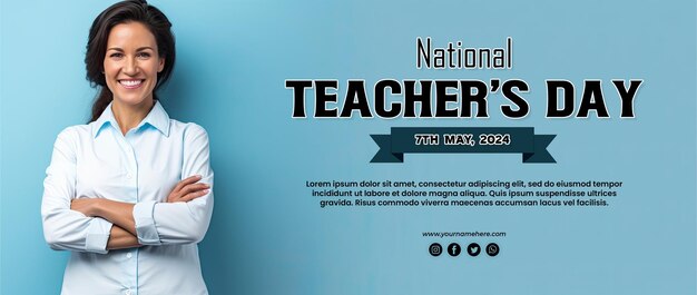 PSD teacher standing with arms crossed teachers day concept