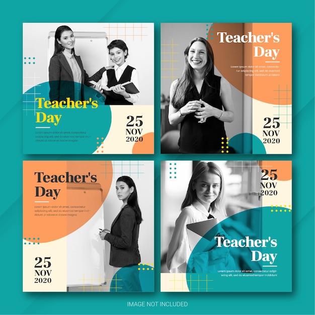 PSD modello di bundle post instagram di teachers day