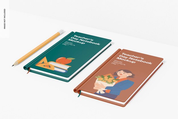 Teachers Day Notebooks Mockup, Right View