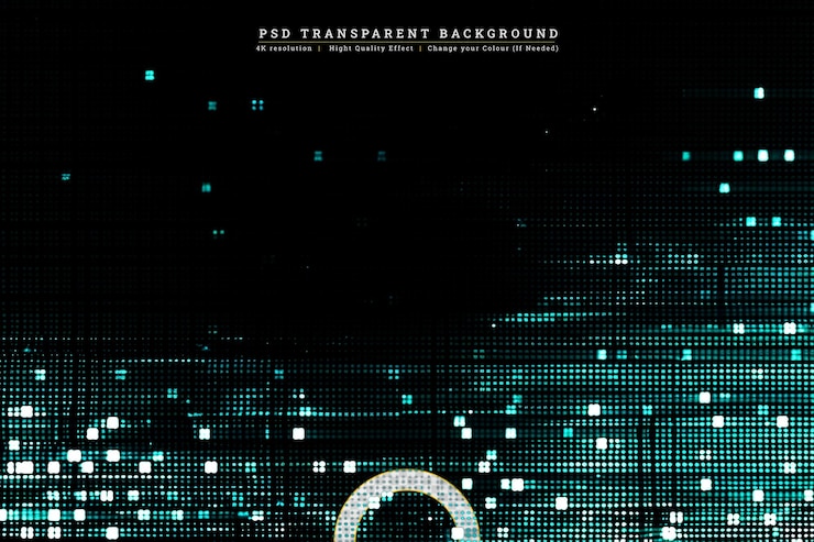 PSD teal abstract pixel pattern on transparent background